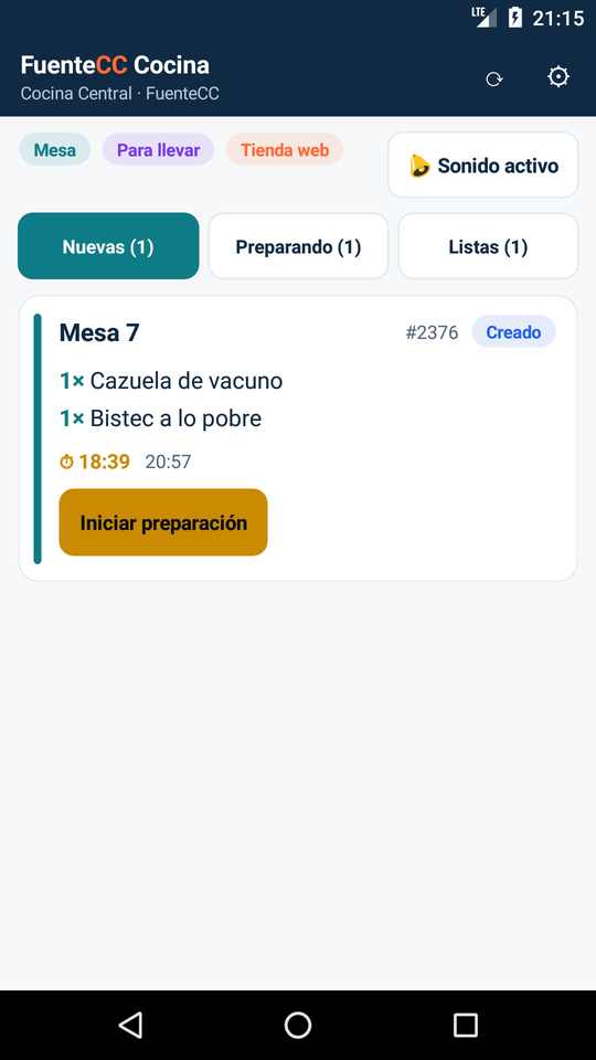 Cocina en un teléfono