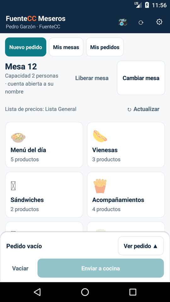 Categorías de la lista de precios