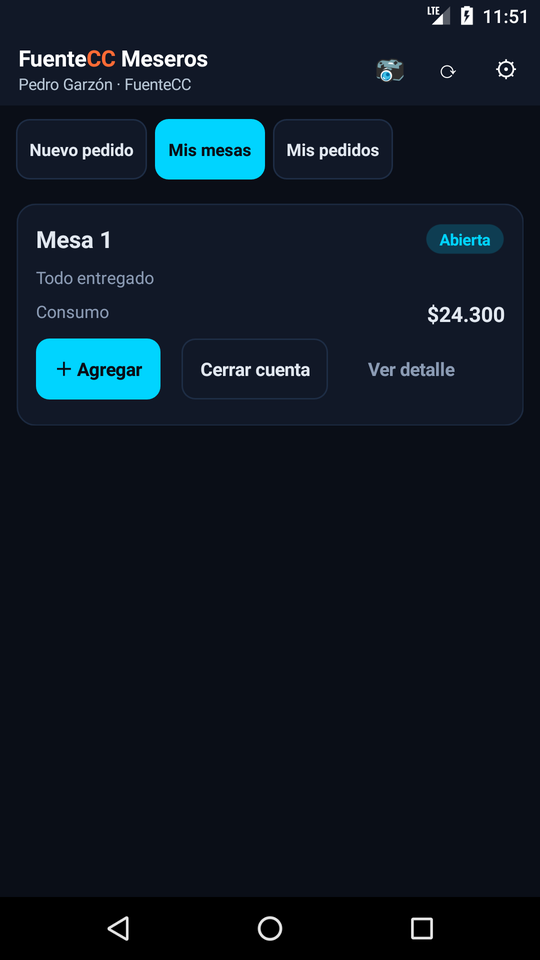 FuenteCC Meseros con el tema Oscuro